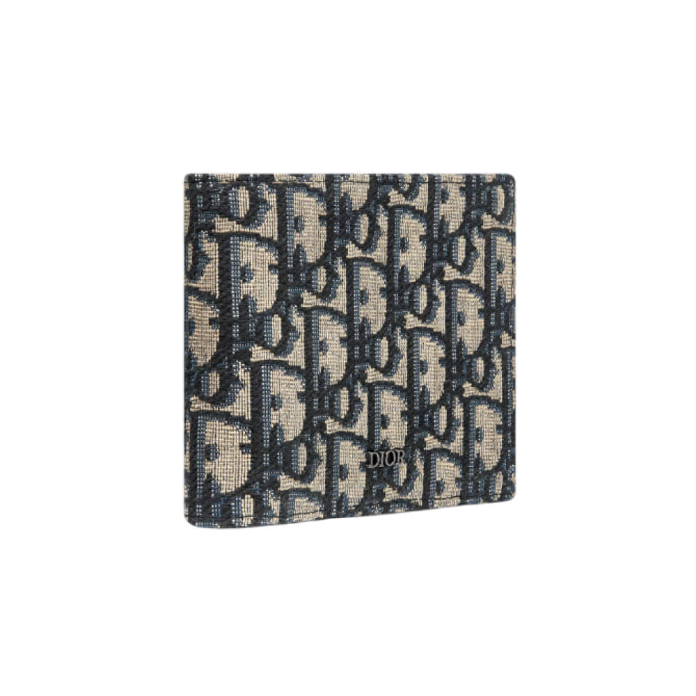 디올 오블리크 자카드 컴팩트 반지갑 베이지