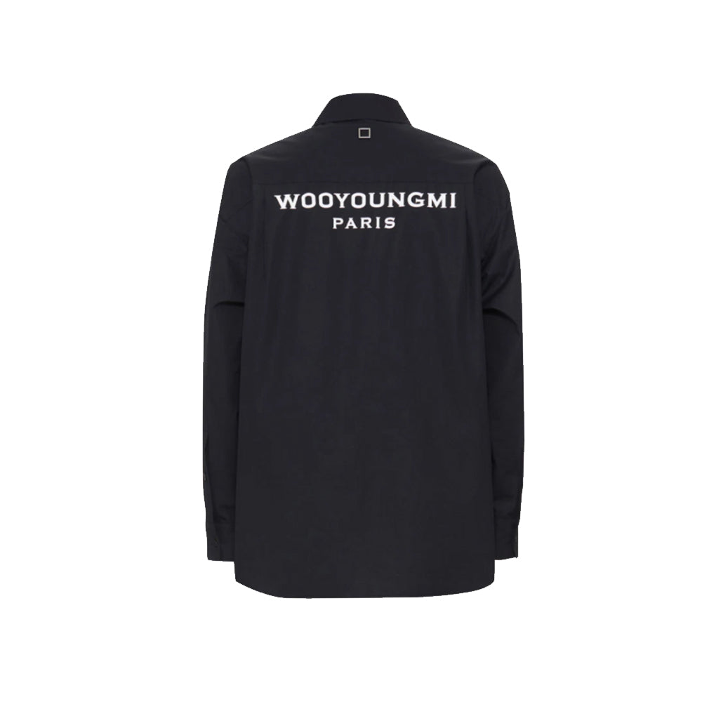 우영미 블랙 코튼 백로고셔츠 (국내배송)