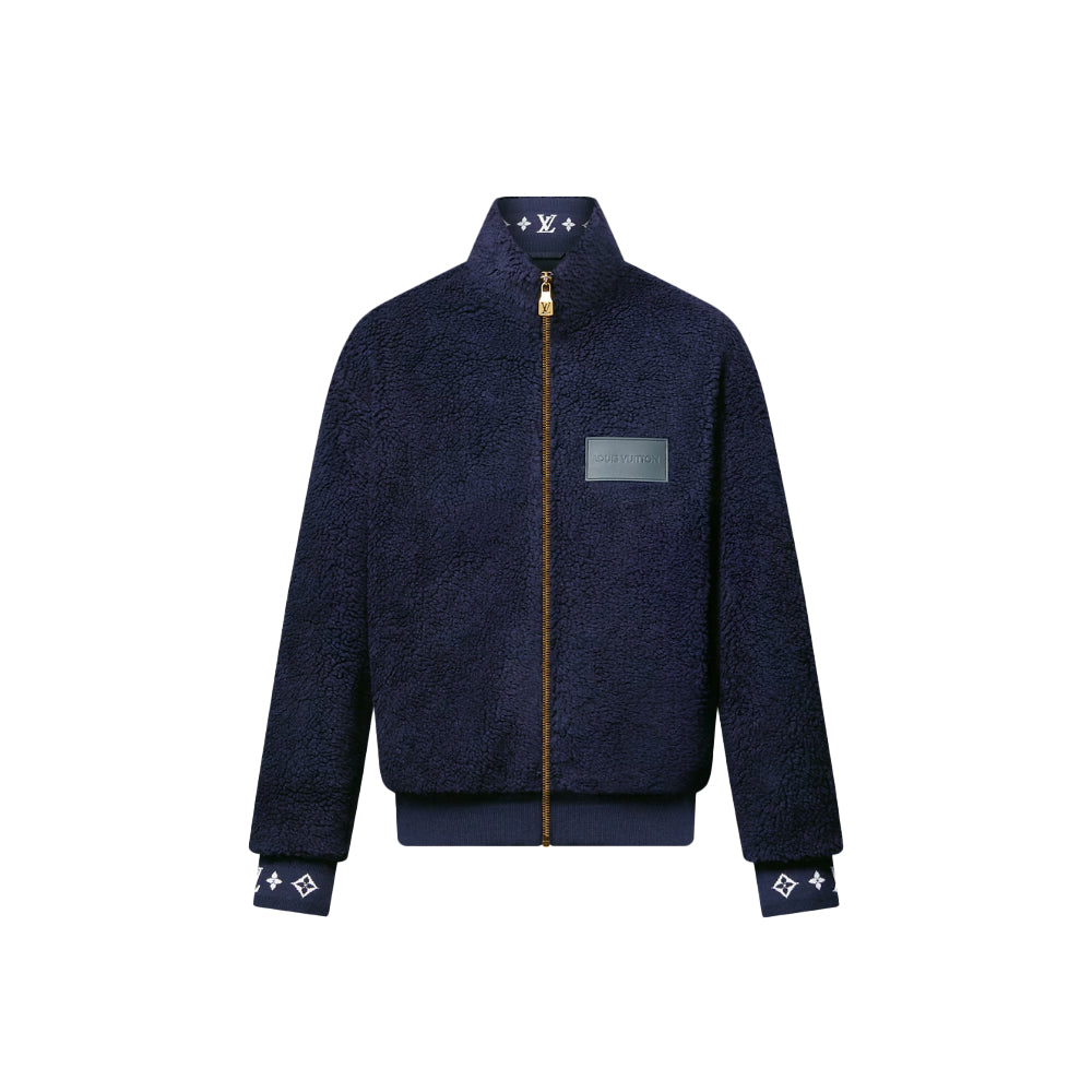 루이비통 레더패치 플리스 블루종