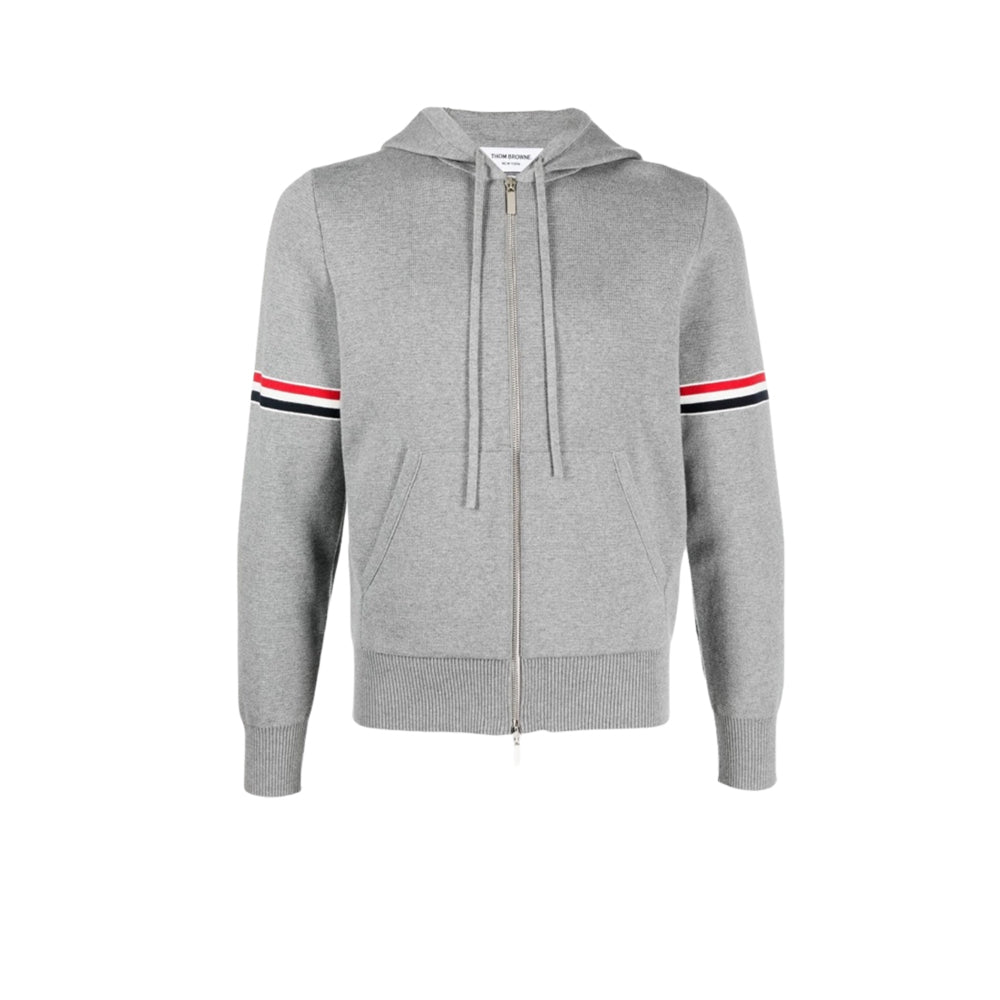 톰브라운 스트라이프 지퍼업 후드 그레이