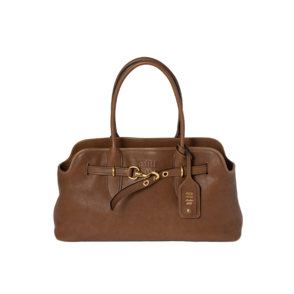 미우미우 아방츄어 나파 레더 백 오크