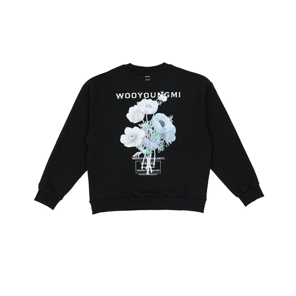 우영미 플라워 백로고 맨투맨(블랙) (국내배송)