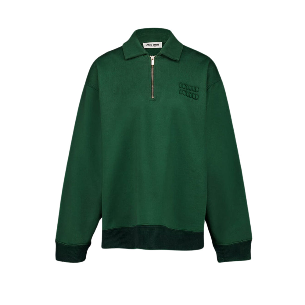 미우미우 하프 집업 코튼 스웨트셔츠(국내배송)