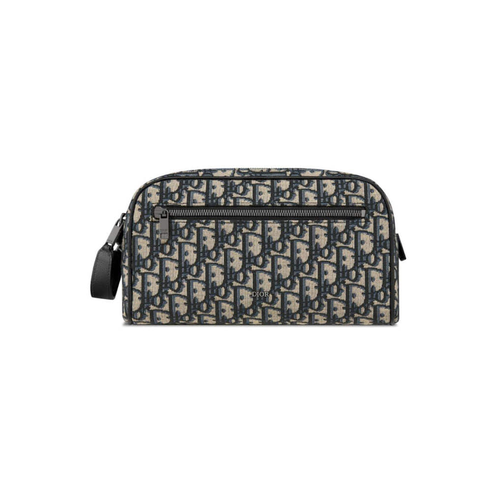 디올 토일레트리백 오블리크 자카드 베이지