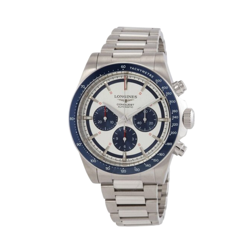 론진 콘퀘스트 크로노그래프 오토메틱 42 실버 다이얼