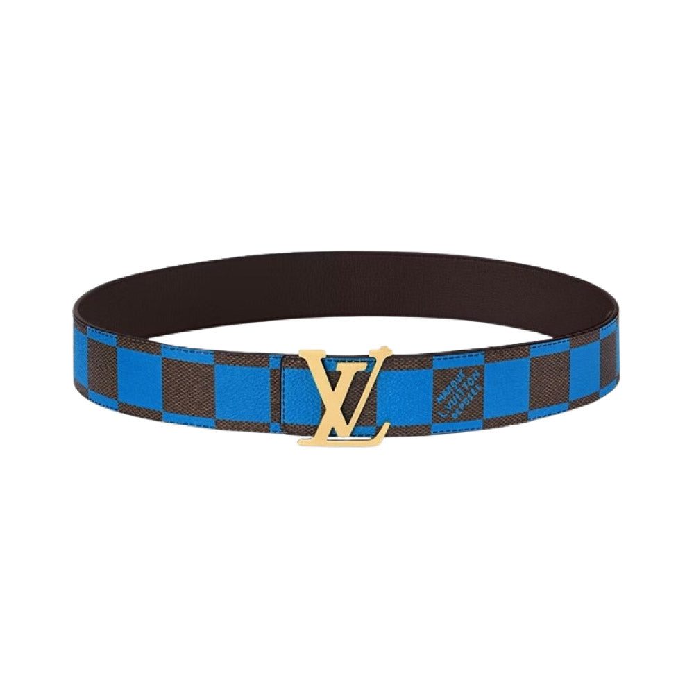 루이비통 40MM 이니셜 리버서블 벨트 다미에 팝블루