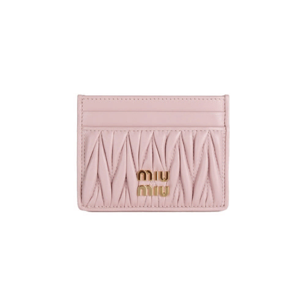 미우미우 마테라쎄 나파 가죽 카드홀더 핑크