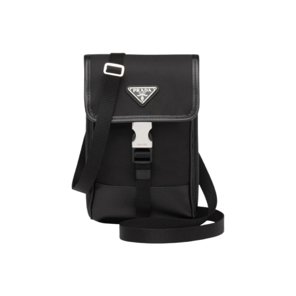 프라다 리나일론 앤 사피아노 레더 스마트폰 케이스 블랙