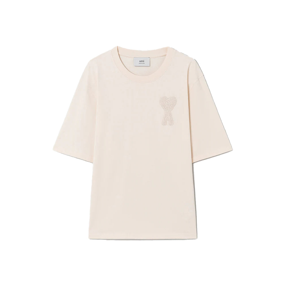 아미 하트 니트 패치 코튼 티셔츠 (국내배송)(2COLOR)