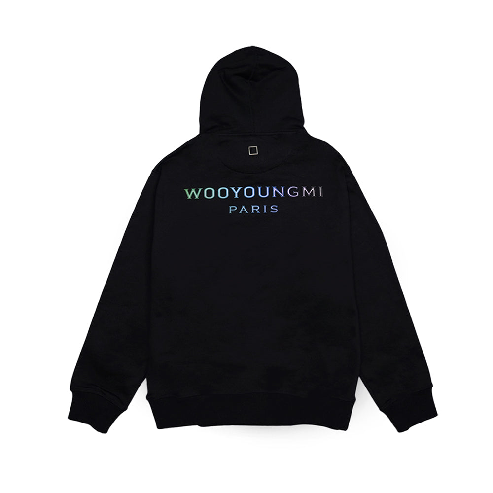 우영미 그라데이션 엠보싱 백로고 후드(블랙) (국내배송)