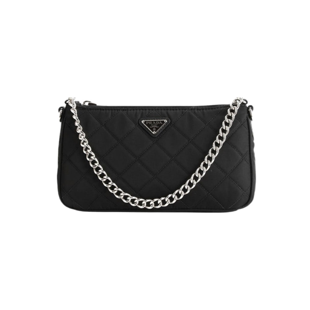 프라다 나인론 퀼티드 체인 숄더백 블랙