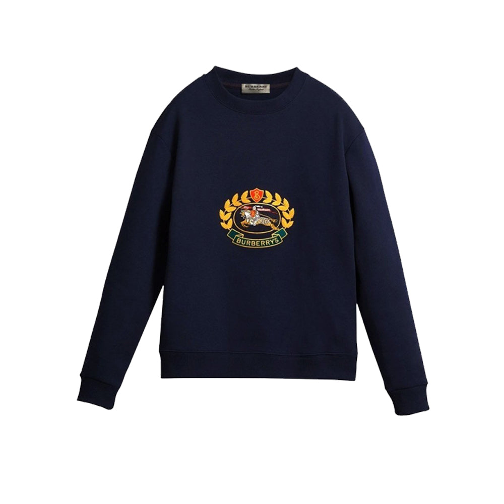 버버리 크레스트 자수 라운드넥 스웨트 셔츠 (네이비) (국내배송) (당일배송)