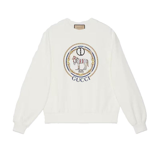 구찌 자수 피렌체 호스 코튼 스웨트셔츠 (국내배송) (2COLOR)