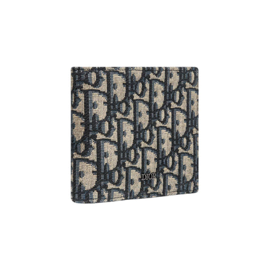 디올 오블리크 자카드 컴팩트 반지갑 베이지