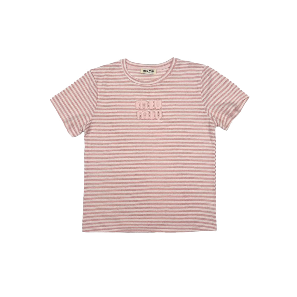 미우미우 스트라이프 슬라브 티셔츠 (국내배송) (2COLOR)(FREE)