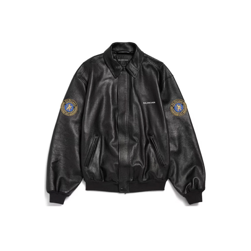발렌시아가 택시 레더 자켓 블랙