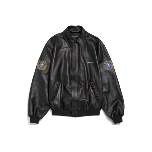 발렌시아가 택시 레더 자켓 블랙