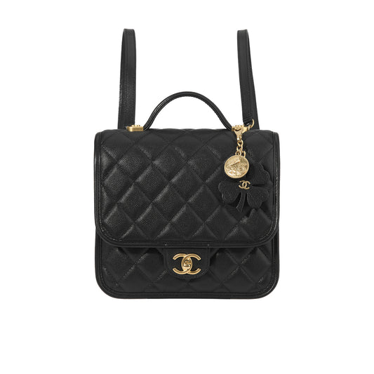 샤넬 스몰 백팩 그레인드 카프스킨& 골드 메탈 블랙