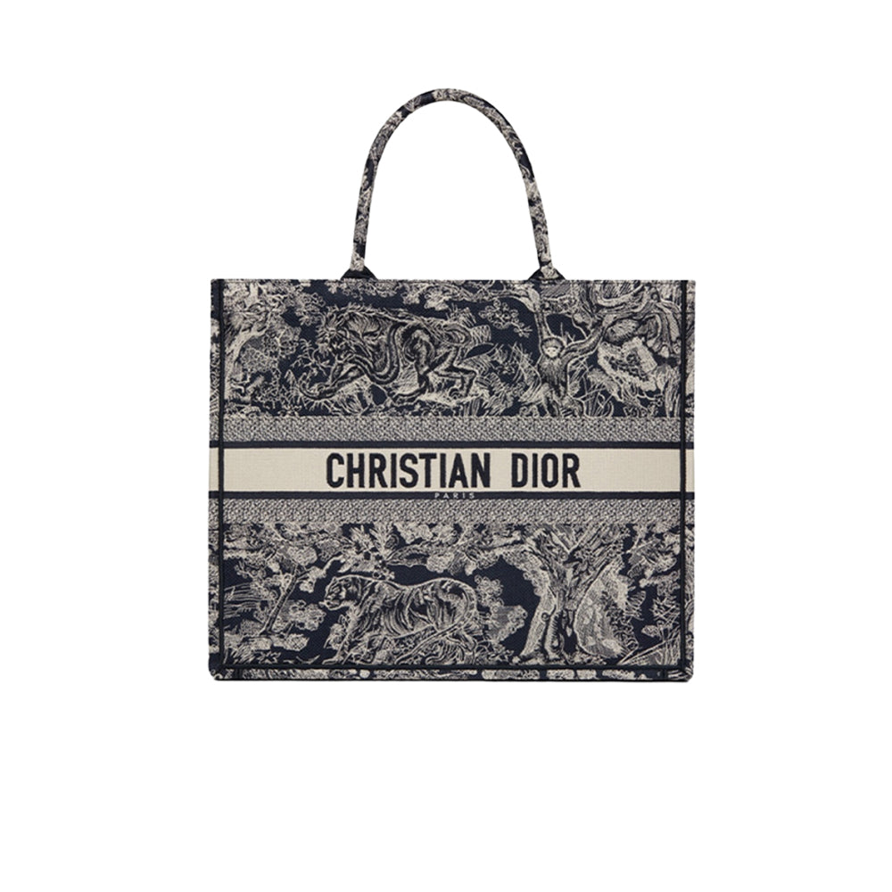 디올 북 토트백 블루 에크루 리버스(미디움,라지)