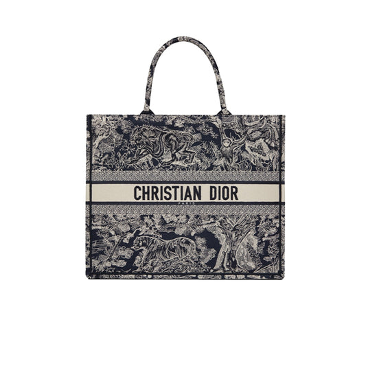 디올 북 토트백 블루 에크루 리버스(미디움,라지)