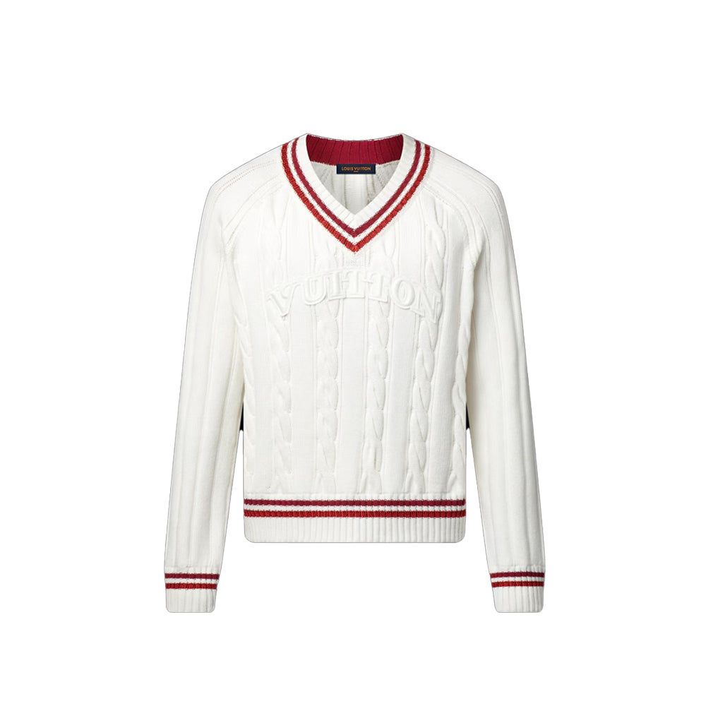 루이비통 프레피 V넥 케이블 풀오버 니트