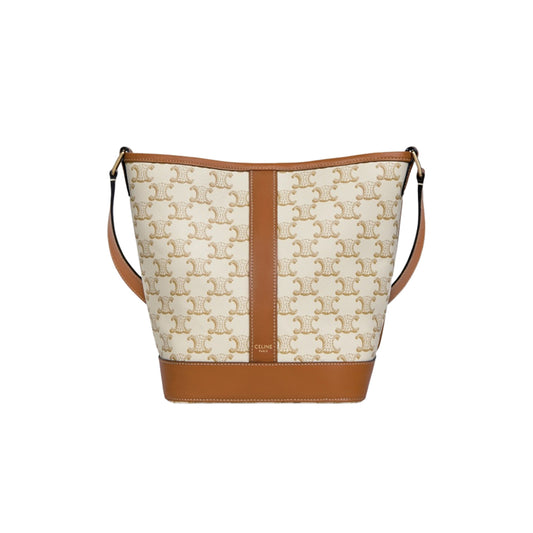 셀린느 스몰 버킷 트리옹프 캔버스 카프스킨 화이트