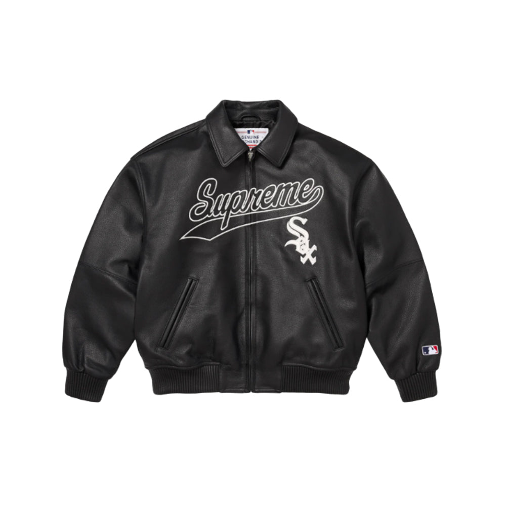 슈프림 X 시카고 화이트삭스 레더 바시티 자켓
