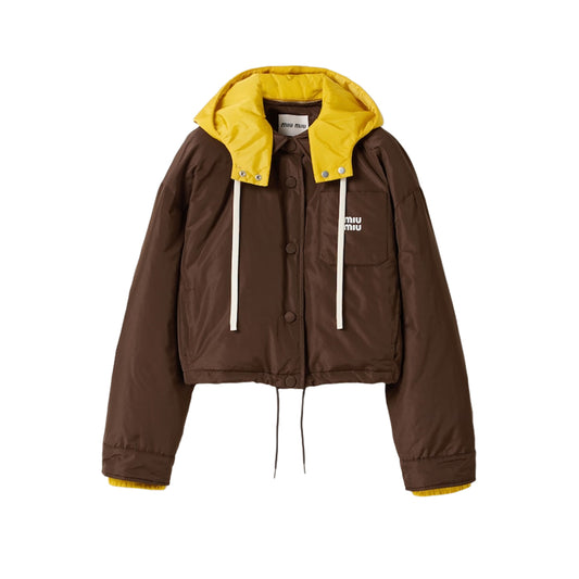 미우미우 테크니컬 퐁제 다운 후드 자켓