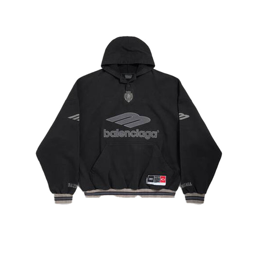 발렌시아가 3B 풋볼 폴로 후디 블랙