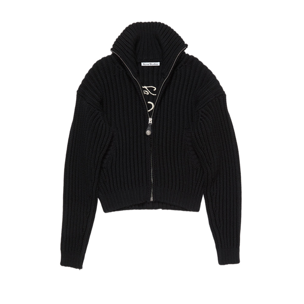 아크네 스튜디오 자수 울 지퍼 가디건
