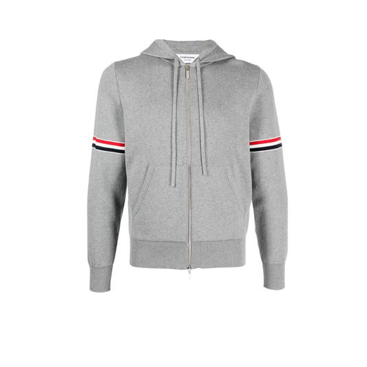 톰브라운 스트라이프 지퍼업 후드 그레이
