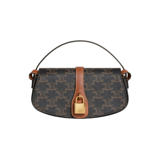 셀린느 타부 트리옹프 숄더백 카프스킨 탄