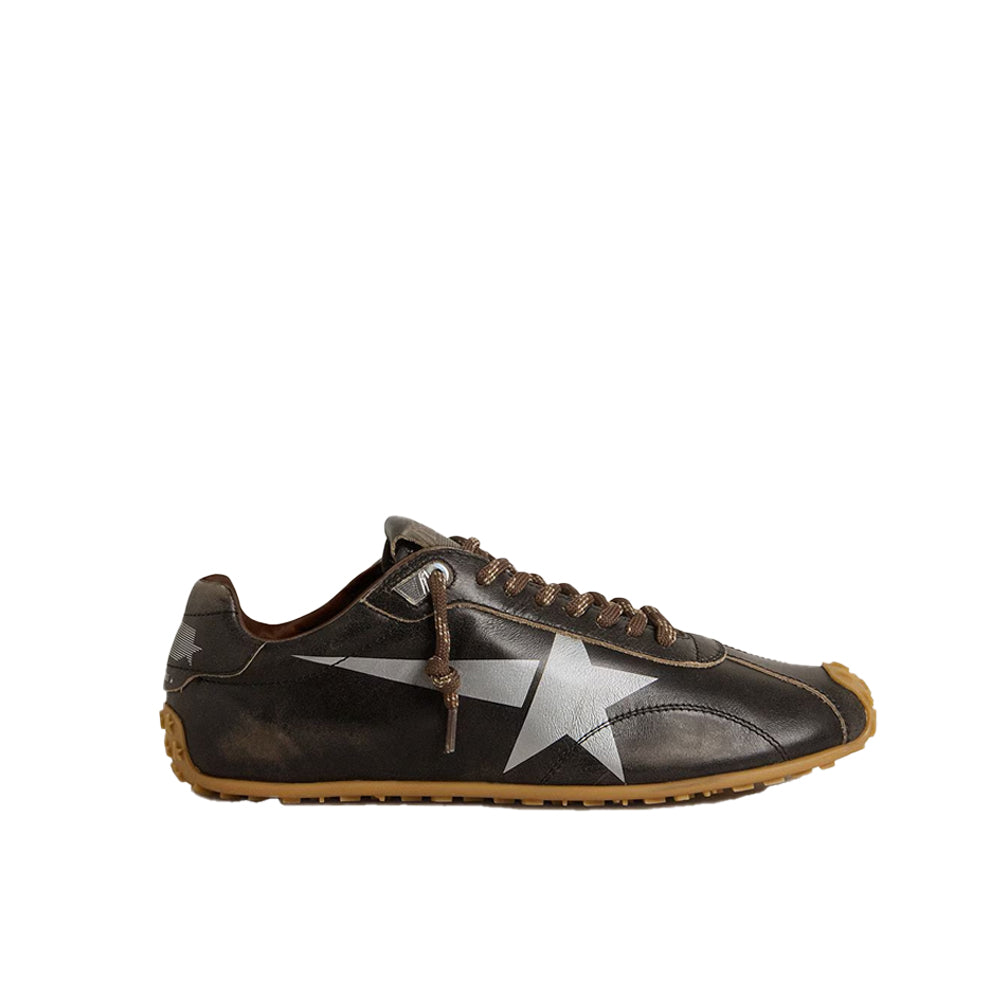 골든구스 블랙 레더&어퍼 실버스타 마라톤 스피드