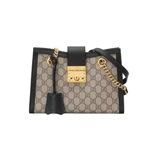 구찌 패들락 스몰 GG 캔버스 숄더백 베이지 에보니 블랙