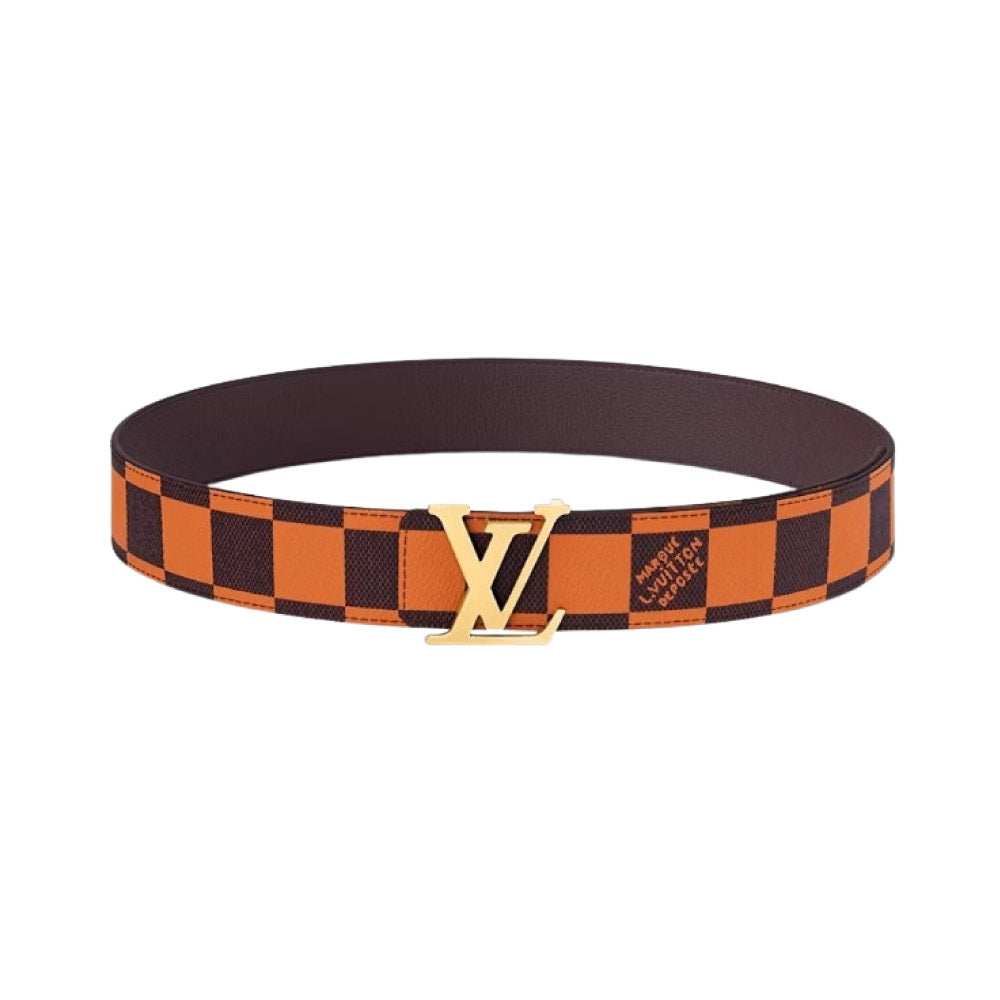 루이비통 40MM 이니셜 리버서블 벨트 다미에 팝오렌지
