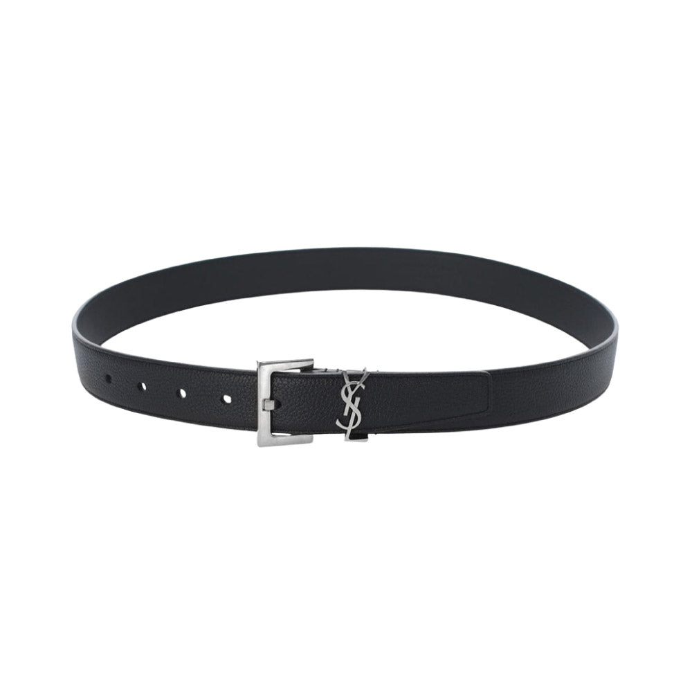 생로랑 YSL 모노그램 은장로고 버클 벨트