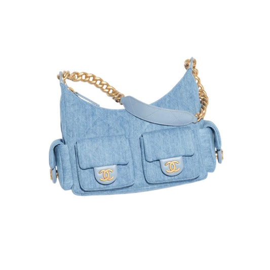 샤넬 크우즈 데님 호조백 라지 라이트 블루