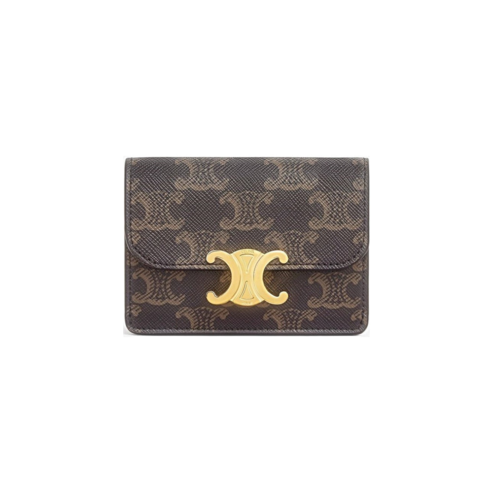 셀린느 트리옹프 캔버스 플랩 카드 홀더 탄