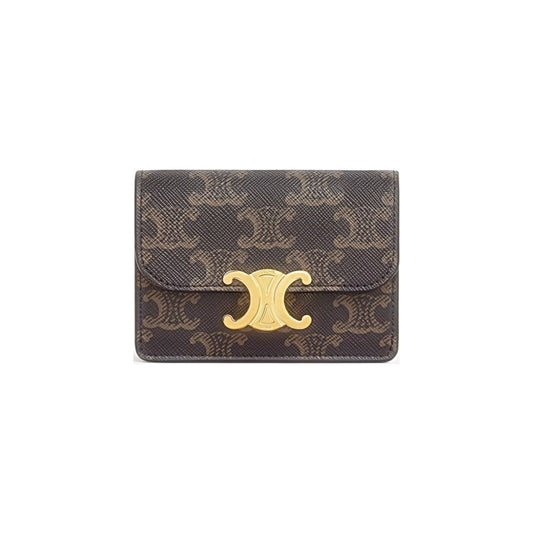 셀린느 트리옹프 캔버스 플랩 카드 홀더 탄