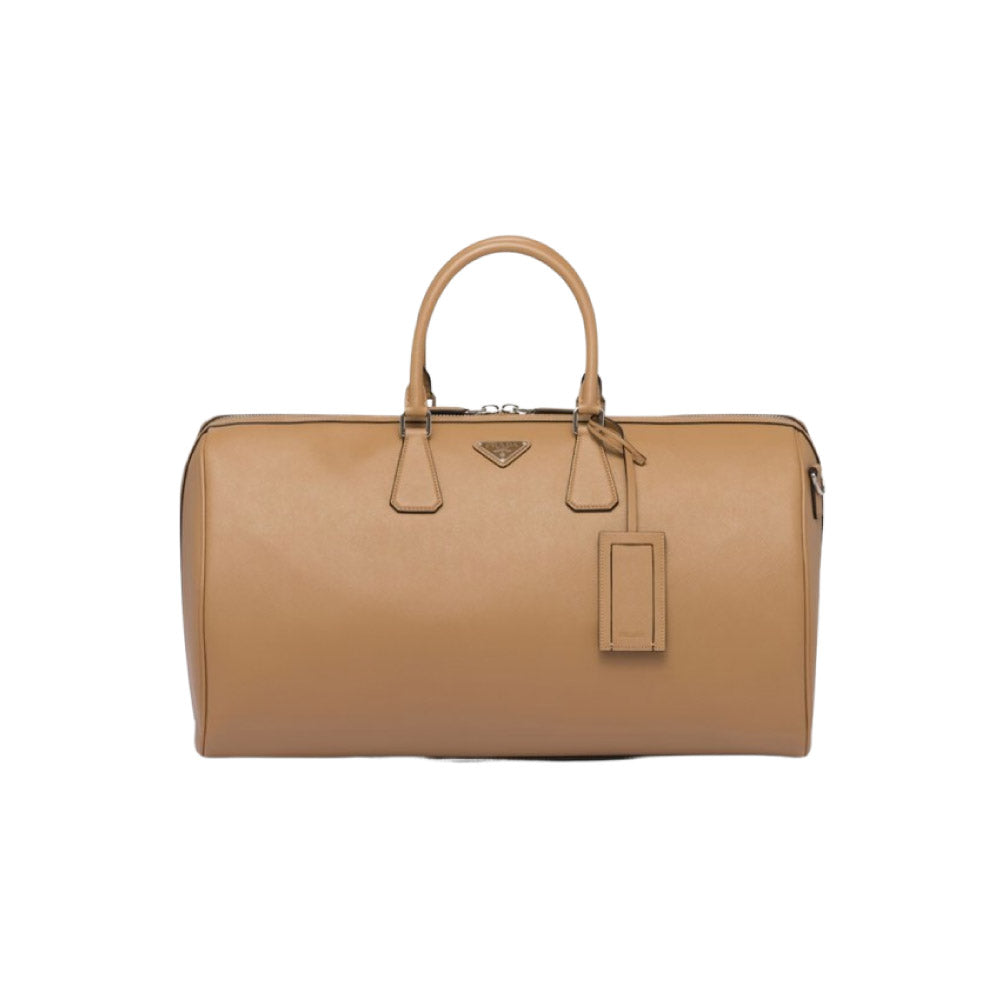 프라다 트라이앵글 로고 지퍼 토트백 브라운