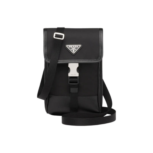 프라다 리나일론 앤 사피아노 레더 스마트폰 케이스 블랙