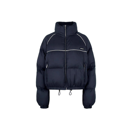 미우미우 체스트 로고 퀼팅 패딩 블랙