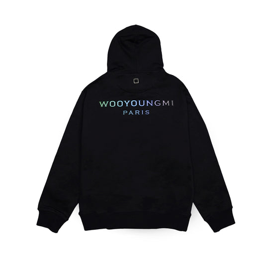 우영미 그라데이션 엠보싱 백로고 후드(블랙) (국내배송)