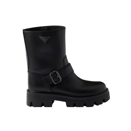 프라다 버클 스크랩 가죽부츠 블랙