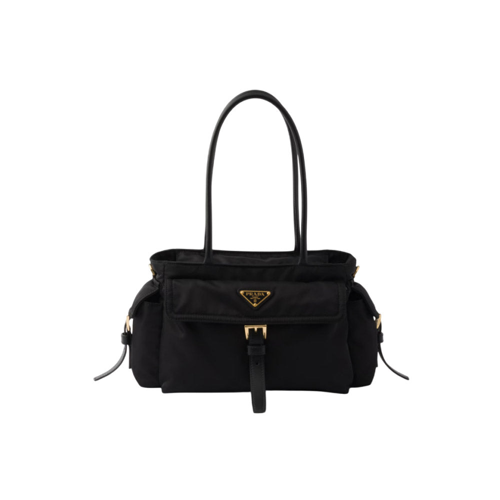 프라다 익스플로어 미디엄 리나일론 앤 레더 토트백 블랙